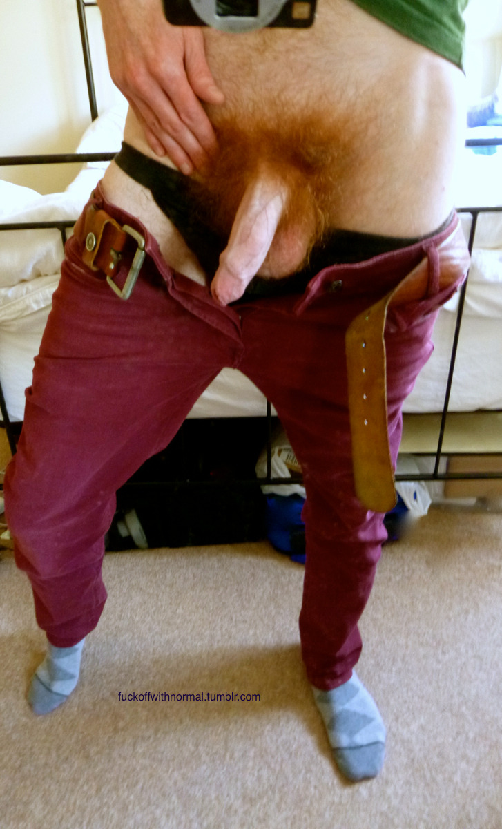 fuckoffwithnormal:  A quick shot of me on the way out! Black bikini briefs and bright