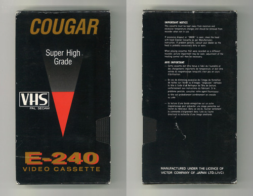 Cougar Super High Grade VHS E-240 Video Cassette Tape