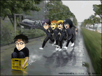 wallmariah:   sometimes i cry over all the sad and serious stuff on Attack on Titan and then the fandom is just usually this                     