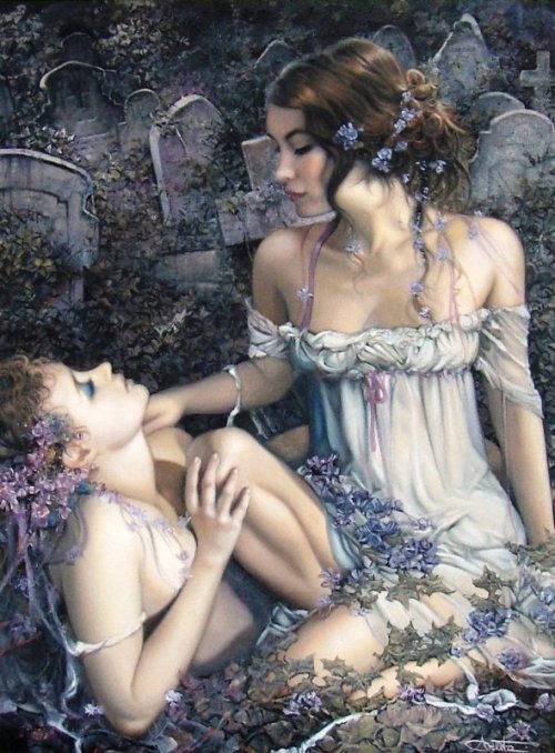 slow-deep-hard:  Arantza Sestayo • Traditional Arts, Painting Oil. Fairies, girls and flowers.
