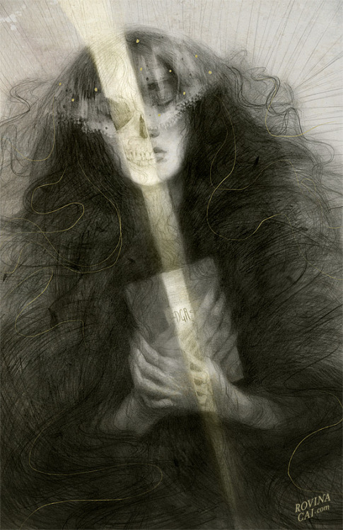 rfmmsd:  Illustrator & Artist: Rovina Cai “Buried With Her Tresses” 2013   “Elizabeth Siddal was a poet, painter, Pre-Raphaelite muse, and wife of Dante Gabriel Rossetti.”“When she died of a laudanum overdose in 1862,