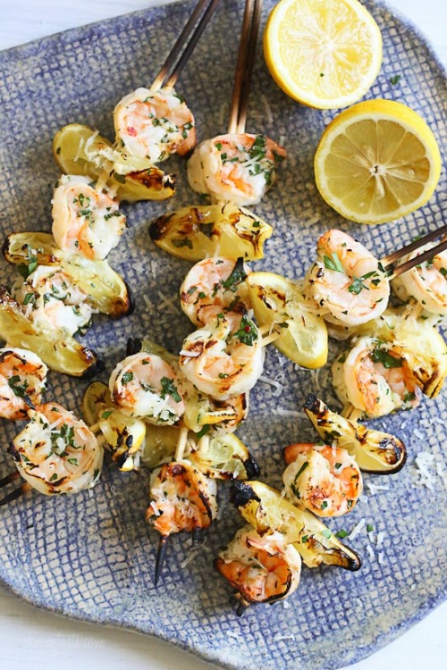 (Grilled Shrimp Scampi Skewers)