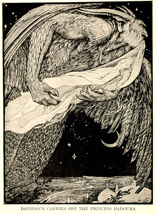 John D. Batten (1860-1932), ‘Danhasch carries off Badoura’,  from “Fairy Tales fro