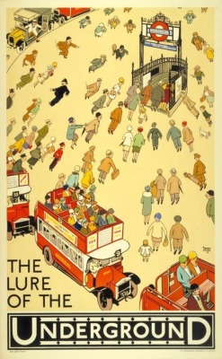 intimesgonebyblog:  The lure of the Underground, by Alfred Leete, 1927, London. 