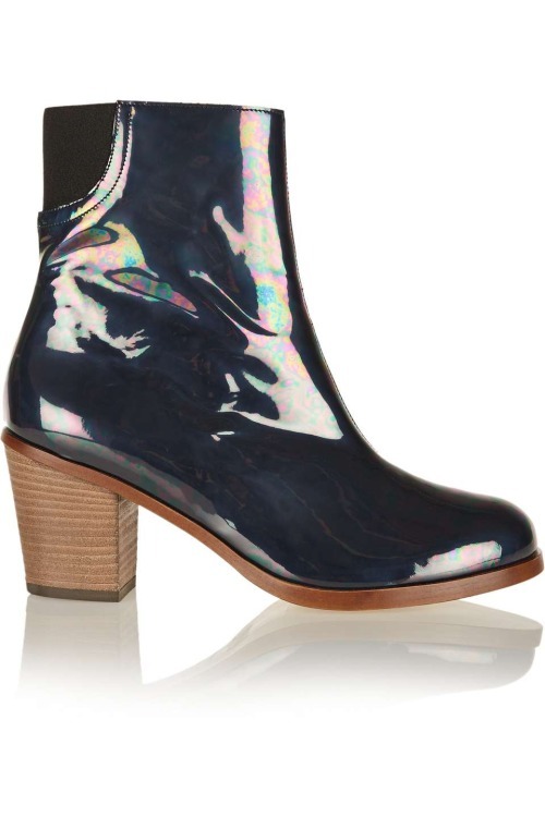 High Heels Blog Iridescent patent-leather ankle boots via Tumblr