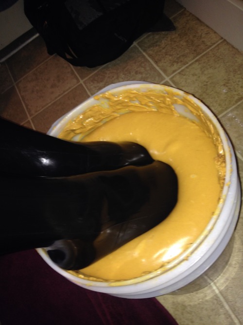 latex-n-more:  latex-n-more:  latex-n-more:  here is what i did today, as requested. my latex feet in my 30lbs of peanutbutter.  message me please im bored.  goodnight 