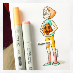 deeeskye:  Pearl carving pumpkins for Halloween 🎃😊💚 also, the pink pen I used to colour in her socks is actually called Sardonyx 💕😄 