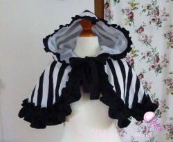 medusa-couture:  .~° Duchesse Cape by Medusa Couture °~. Elegant black &amp; white striped cape with hood Get it here Etsy ShopFacebook 