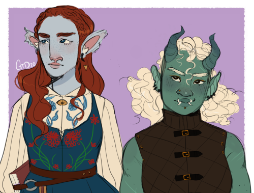 Some NPCs from my homebrew game, on the left is Bluebell (she/her) and on the right is Moxie (he/him