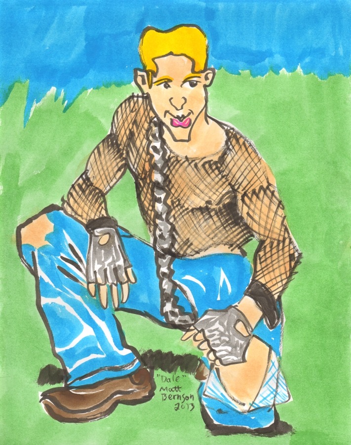 Drawings of Dale Stones done at Dr. Sketchy&rsquo;s Boston. Ink and watercolor