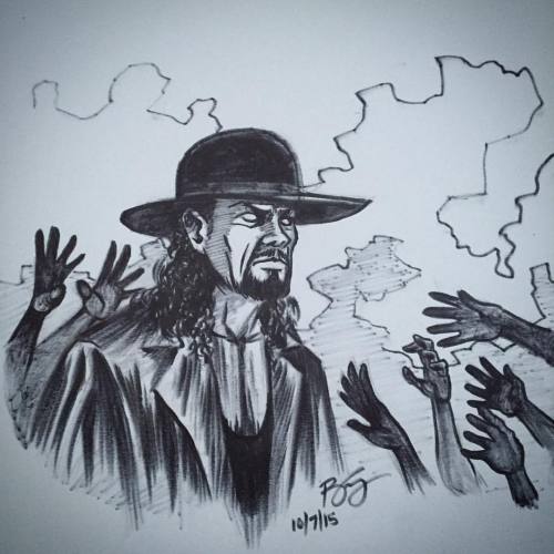 Drew this #Undertaker w/ a dying brush pen. Seemed appropriate #wwe #raw #taker #rip #inktober #ink 