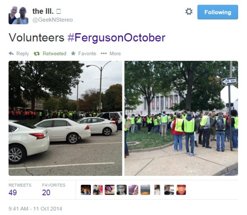 iwriteaboutfeminism:  Protesters gather before the march this afternoon in St. Louis. Saturday, October 11th.   My best friend is there right now