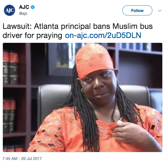 the-movemnt:  Muslim bus driver in Atlanta is suing elementary school principal for