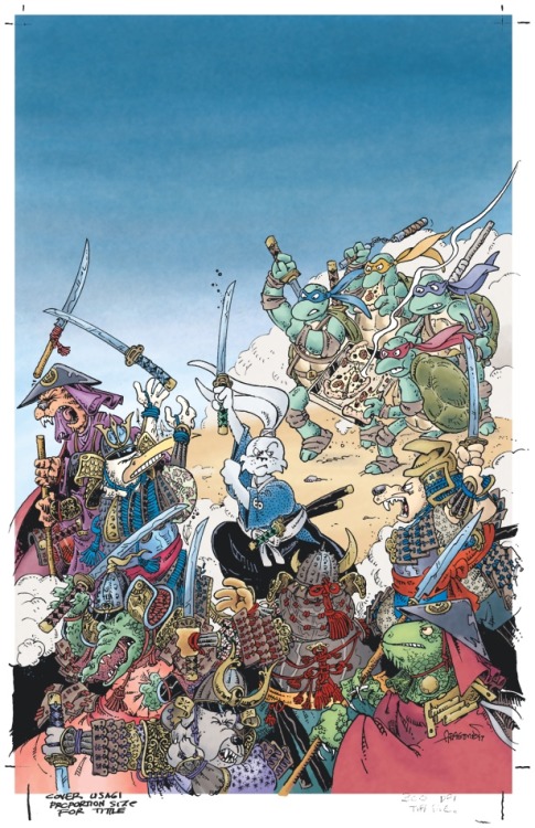 TMNT/Usagi Yojimbo variant cover by Sergio Aragones, colors by Tom Luth. Coming later this month!