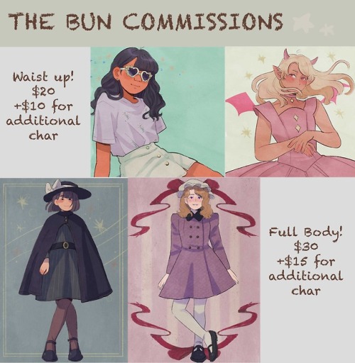 thebunreports: Hey everyone, I’m opening commissions!!  Please check out more details und