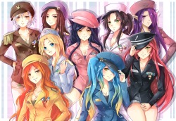 hogyokucosplay:  Popstar League Groups! : O &lt;3 I love love LOVE these designs.  Top Photo: (Riven, Caitlyn, Ahri, Akali, Morgana, MF, Lux, Sona, Katarina) By: http://urusai-baka.deviantart.com/art/LoL-k-pop-girls-446468995Middle Photo: (L to R: