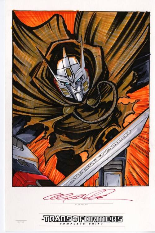 robotsandramblings:  (sorry if these have been posted before… just recently discovered them myself!) some original Alex Milne sketches, posted by IDW Limited’s facebook page, from when they released a limited edition Drift Series hardcover for Botcon