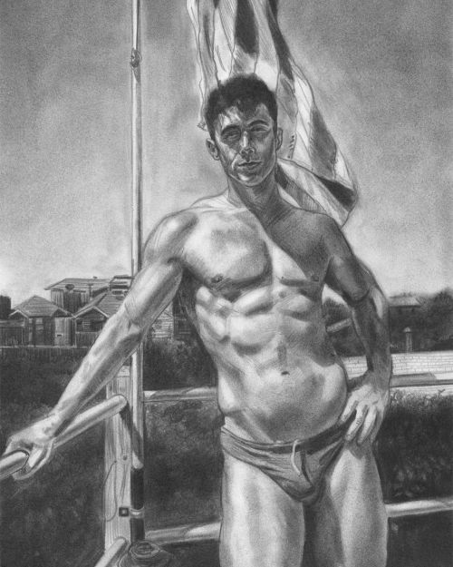 Johnmacconnell:patrick (4Th Of July In Fire Island) (Detail), Graphite On Rives Bfk,