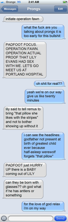 andillwriteyouatragedy:marauders + social media (x)“You’d think he’d been born on a broom. Jam