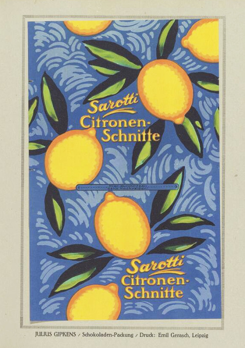 Julius Gipkens, packaging design for Sarotti chocolates, 1920. Germany. Via magazines.iaddb.org