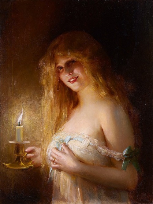 Girl with Candle by Léon François Comerre (French, 1850&ndash;1916)