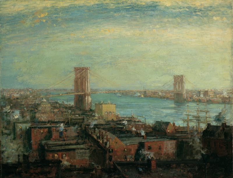 thusreluctant:  Brooklyn Bridge by Henry Ward Ranger 