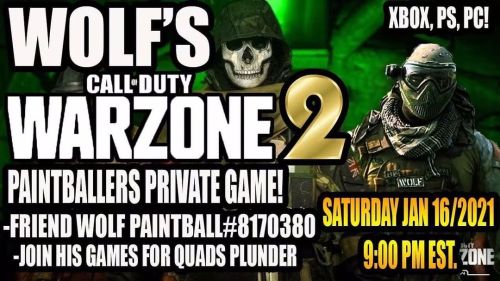 WE’RE BACK ON TOMORROW NIGHT!!! WARZONE Bring your Boys! Make your Squads, Lets see who Wins!!!! Fri