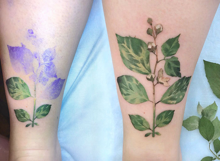 reposoir:  culturenlifestyle:  Real Leaves And Flowers Used As Stencils To Create