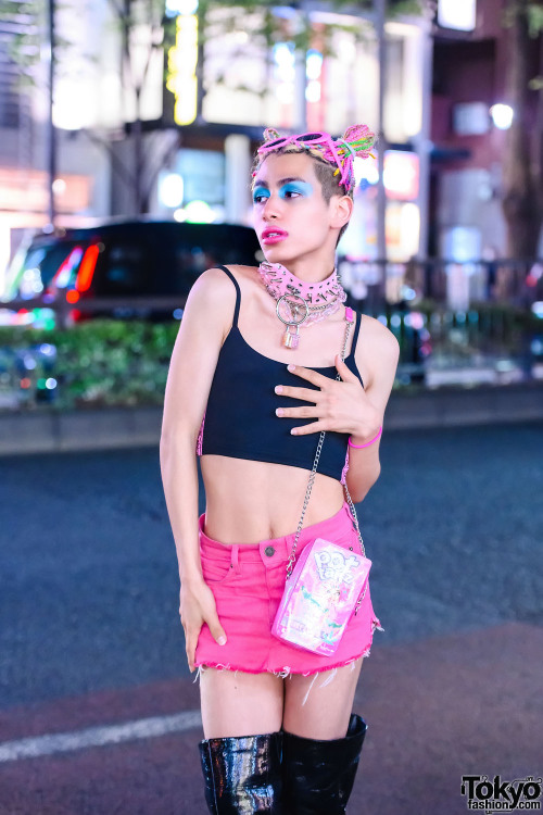 20-year-old Japanese model and drag queen Aran - who speaks fluent English - on the street in Haraju