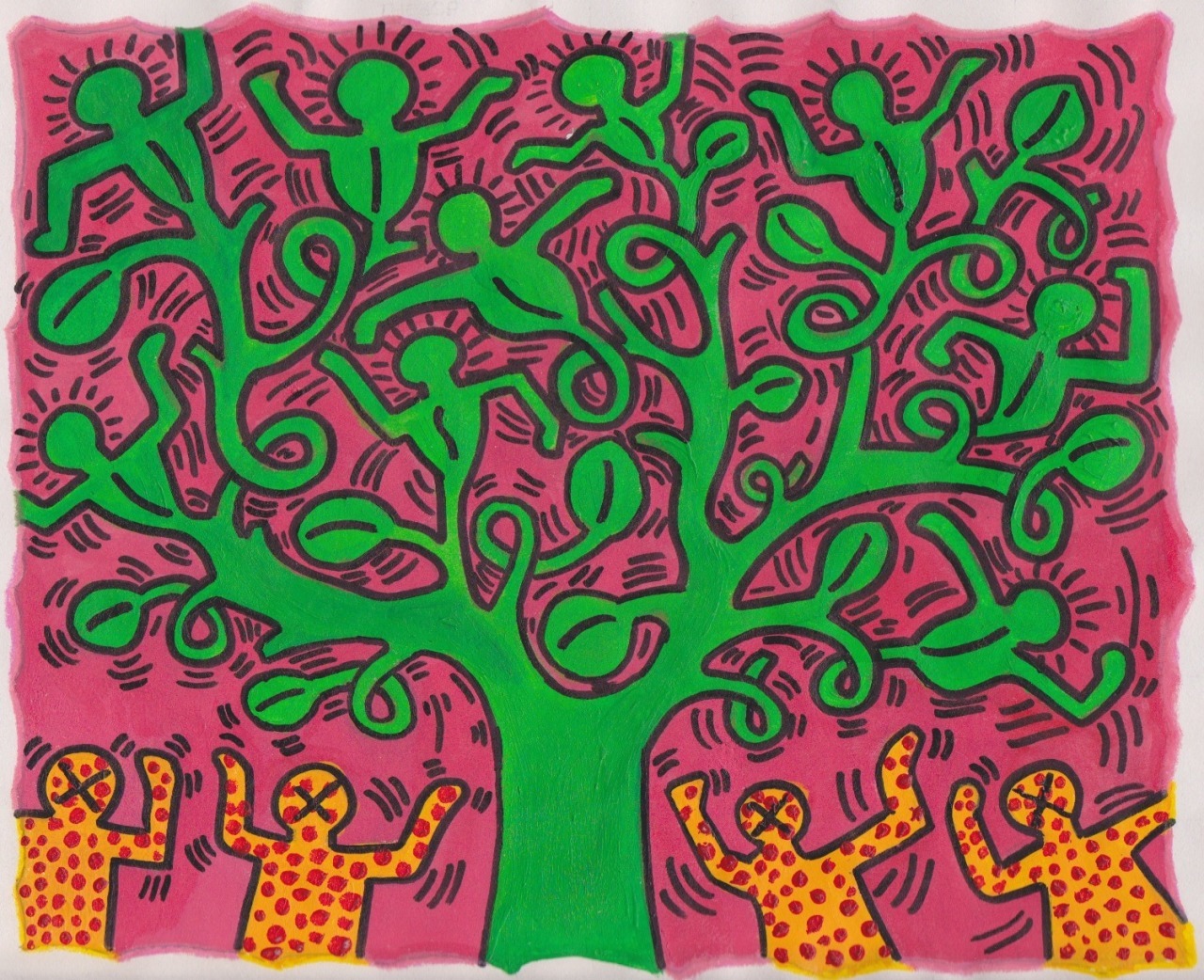 Keith Haring - Tree of Life  (acrylic on canvas, 1985)