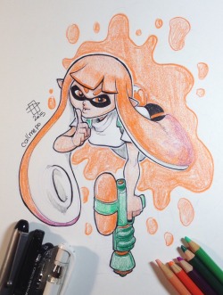 callmepo:  Saw gameplay of Splatoon and liked the paint/hiding dynamics so I sketched it.  Had fun using the colored pencils instead of markers.