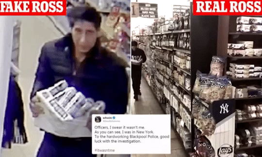 catchymemes: David Schwimmer films himself in a New York  supermarket with his arms