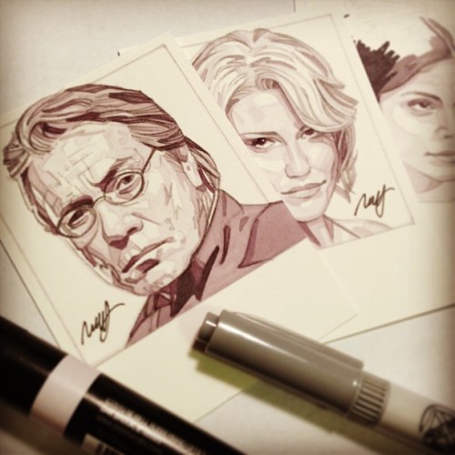 Drawing a few autograph cards for a client to be signed at Dallas Sci-Fi expo this weekend. Battlestar Galactica - Adama and Six
instagram @roberthendrickson