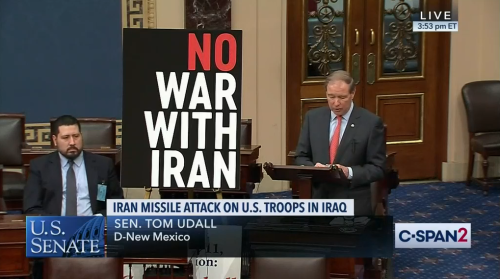 Who: Sen. Tom Udall (D-New Mexico)Twitter: @SenatorTomUdallWhen: January 2020What: Iran Missile Atta