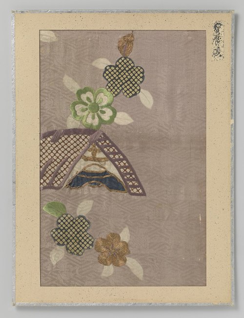 Embroidered textile fragments (Japan, 16th-19th century).1) Autumn plants (1764 - 1771)2) Wheels and