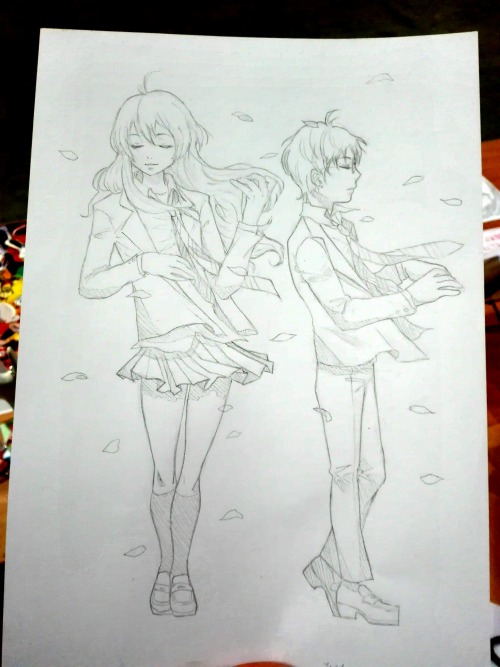 hannahpaii: Your lie in april commission from gigacon. Both me and brother worked on this Sketch com