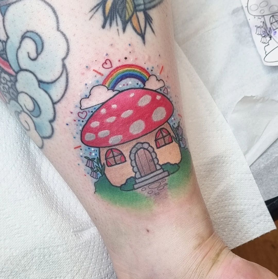 Sophie Adamson Tattoo Art — Cutie for @mamatyphoo 💖 #mushroomhouse...