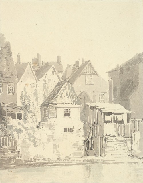 harvard-art-museums-drawings: Gable-Roofed Houses, Joseph Mallord William Turner, c. 1794-1796, Harv