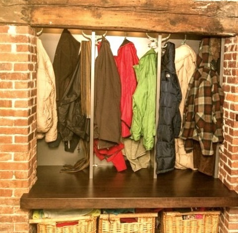 Basement - Walk OutMid-sized Trendy Walk-out Medium Tone Wood Floor Basement Photo With Beige Walls