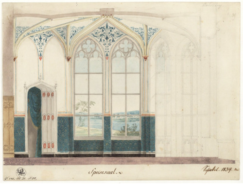 design-is-fine:Karl Friedrich Schinkel, design for wall decoration of the dining hall, Schloss Babel