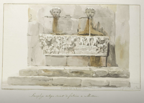 Louis DucrosSarcophage antique servant de fontaine à Messine - Voyage en Italie, en Sicile et à Malt