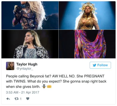 littlestmoonbeam: jamaicanblackcastoroil:   futureblackpolitician:   the-movemnt:  Beyoncé is being fat shamed while pregnant — and the Beyhive is not about to let that stand follow @the-movemnt   And even if she did get fat and stayed fat so??? Tf??