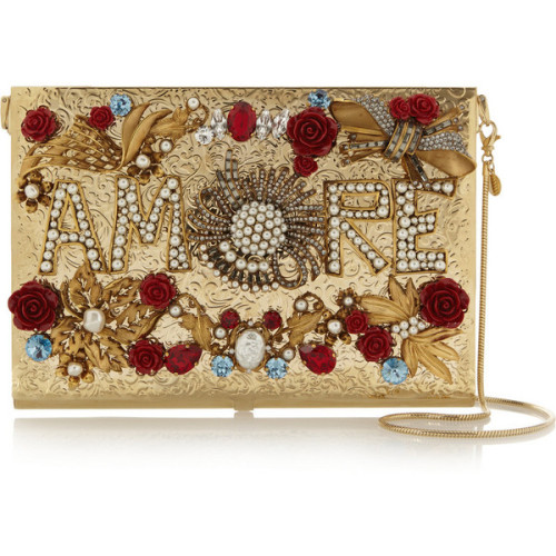 Dolce & Gabbana Virna embellished gold-tone clutch ❤ liked on Polyvore (see more dolce gabbana h