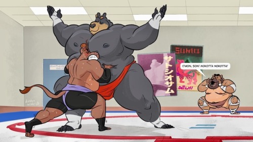 butsukari-geiko feat. @megawaffle 🦁💦💪🏾🐻 #dubbbawide#furry#art#sumo#wrestling#sumo wrestling#megawaffle#sumo wrestlers#sumo wrestler#lion#bear#big boy#big