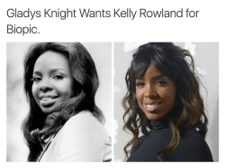hutchj: blacksinperiodfilms: I saw this floating around instagram and decided to goggle the story to see if it was true. It is! I love this casting choice. Kelly and Gladys favor. Kelly is a musician as well as a budding actress. It could be really great.