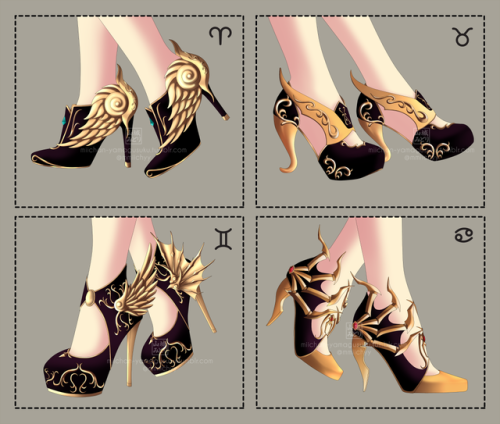 miichan-yamagusuku:High heels inspired by Gold God Cloths～ Gold & White ～ and ～ Gold & Bla