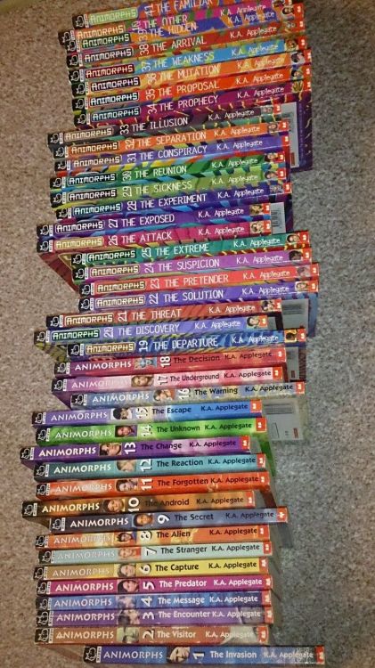 myanimorphscollection: Spines of #1-41 of the UK version of Animorphs (source)