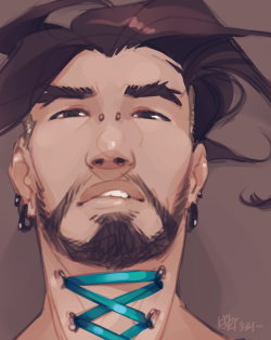 kikissh:  hanzo laying there looking at… anything u want him to be lookin at because we’re all dirty rotten sinners   and also neck ornament 