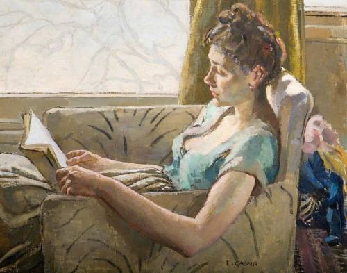 pintoras:Ethel Gabain (French/English, 1883 - 1950): Reading (via ArtUK)
