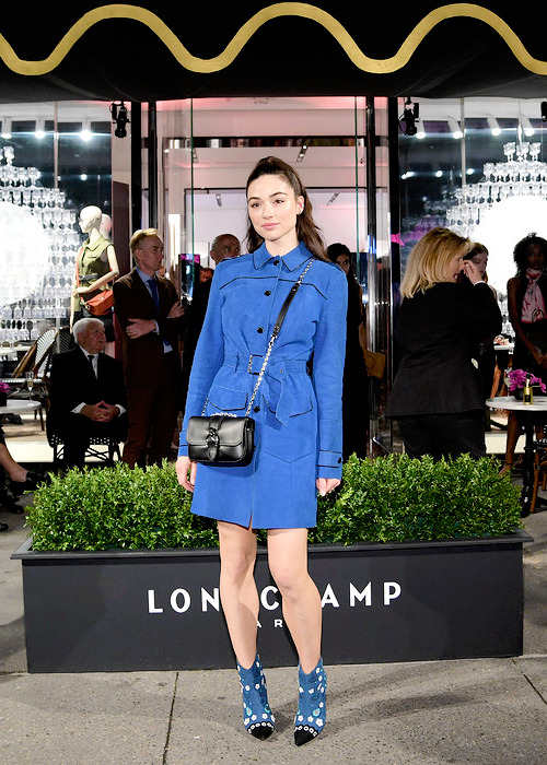dougiepoynters:Crystal Reed attends the opening of Longchamp Fifth Avenue Flagship at Longchamp on M